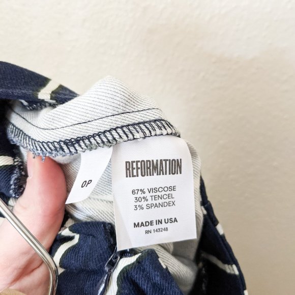 Reformation Navy Striped Cropped Pants - Picture 11 of 11